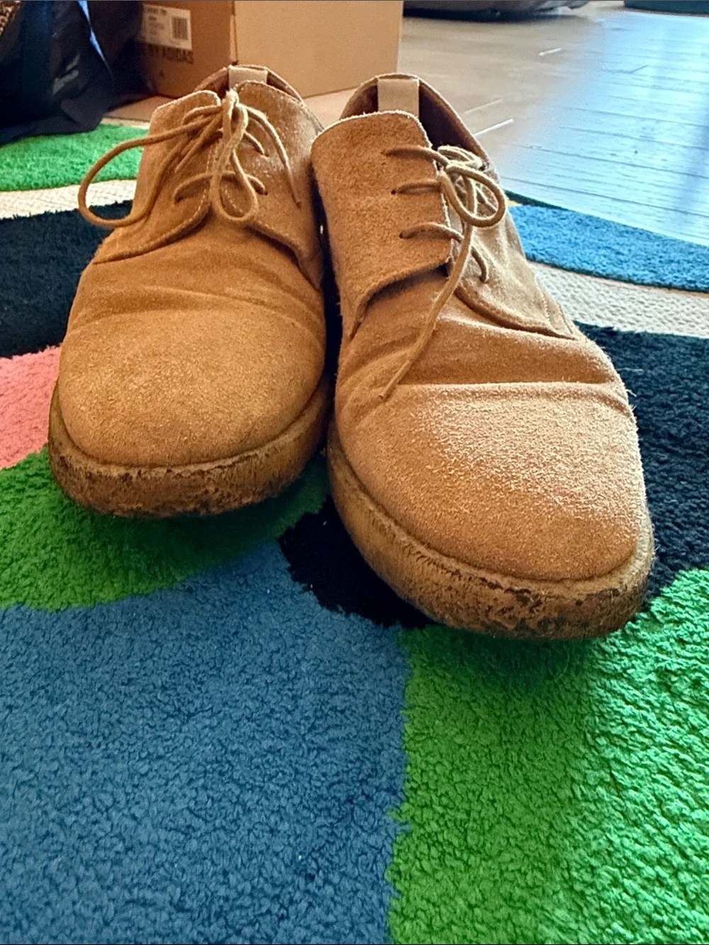 Common Projects Tan Suede Derby Shoes with Crepe Sole